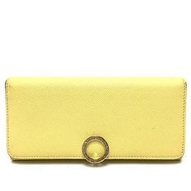 Bulgari Carteira longa de couro amarelo Bvlgari