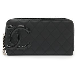 Portafoglio con zip Chanel Cambon Line Nero Rosa