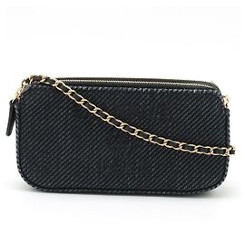 Chanel Canvas-Leder-Kettenbörse in Marineblau