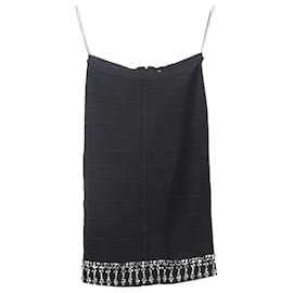 Knielange Rock aus schwarzem Rayon mit verziertem Saum von Herve Leger