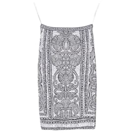 Herve Leger Bedruckter Jacquard Minirock aus schwarzer und weißer Viskose