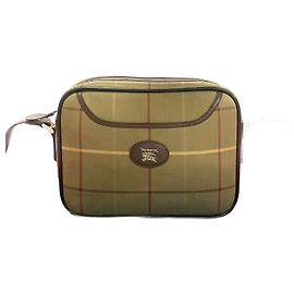 Borsa a spalla in pelle e tela Burberrys