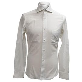 Langarmhemd mit Button-Down-Kragen und Brusttasche aus weißer Baumwolle von Ermenegildo Zegna