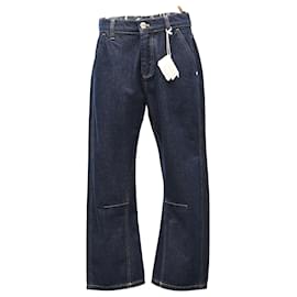 Hochtaillierte, cropped gerade Jeans aus blauer Denim von Brunello Cucinelli