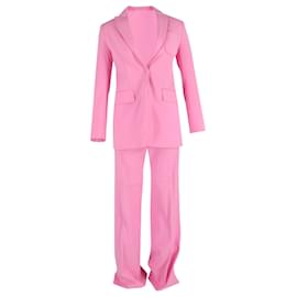 Conjunto de Blazer y Pantalones de Un Solo Botón Joseph en Lana Rosa