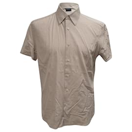 Camicia button-down a maniche corte Prada in cotone beige