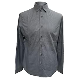 Prada gemustertes Button-Down-Hemd aus navyblauer Baumwolle mit langen Ärmeln