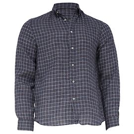 Camicia a quadri con bottoni in lino multicolore Brunello Cucinelli