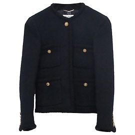 Saint Laurent Tweed-Blazer in schwarzer Wolle mit vier Taschen
