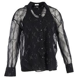 Blusa de seda negra adornada con lentejuelas Brunello Cucinelli