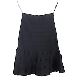 Herve Leger Gestufte Minirock aus schwarzem Rayon