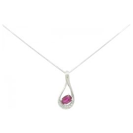 Autre Marque Platin-Rubin-Diamant-Halskette