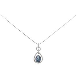 Autre Marque Collana in diamante con topazio blu Au750