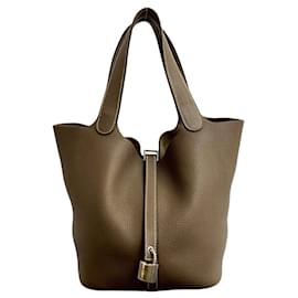 Borsa Hermès Picotin Lock MM in marrone