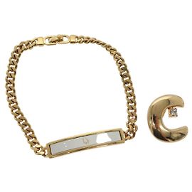 Christian Dior Brooch metal 2Set Gold Auth bs29193