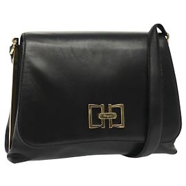 Borsa a Spalla Salvatore Ferragamo in Pelle Nera Oro Auth yk19470