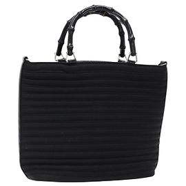 Borsa a mano Gucci Bamboo in tela nera e argento 000 1998 0588 Auth BA5289