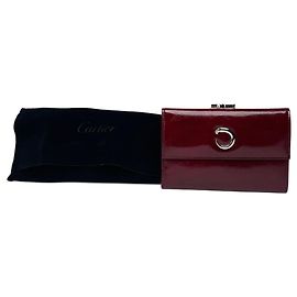 Cartera de cuero patentado Cartier Panthère vintage burdeos