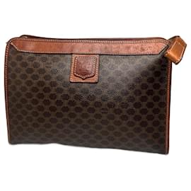 Vintage Celine Triomphe Monogramm Leder Clutch Braun - Céline