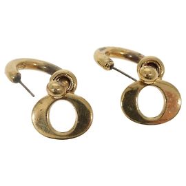 Brinco Pierce em metal dourado Christian Dior Auth bs29177