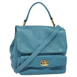 Borsa a mano Miu Miu in pelle 2 in 1 blu oro Auth 140336