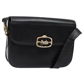 Céline Borsa a Spalla CELINE in Pelle Nera Oro Auth 140224