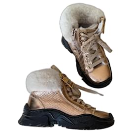Botas BALDININI de couro e pele de ovelha douradas Tamanho 25 - Autre Marque