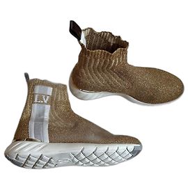 Stivaletti Louis Vuitton Dorati in Tessuto