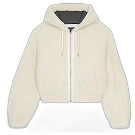 Giacca corta con cappuccio Iro Crema in pelle di pecora