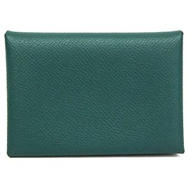 Portafoglio Calvi Duo in pelle Epsom di Hermès verde