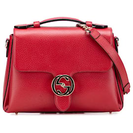 Borsa Gucci rossa piccola in vitello con G intrecciato