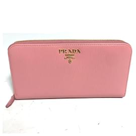 Prada Pink Saffiano Metall Langbörse