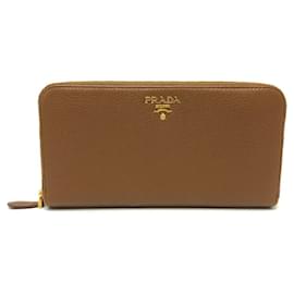 Prada braune Leder Langbörse