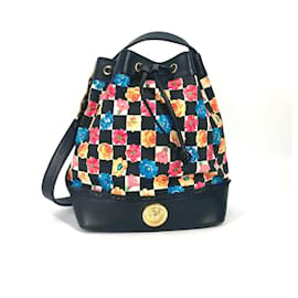 Versace Floral Chain Bucket Drawstring Schultertasche