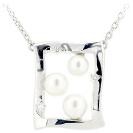 Collana in perle e diamanti in oro bianco Au750 Mikimoto