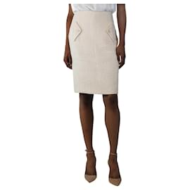Falda de tweed crema - talla UK 8 - Chanel