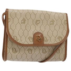 Christian Dior Vintage Honeycomb Flap Coated Canvas Long