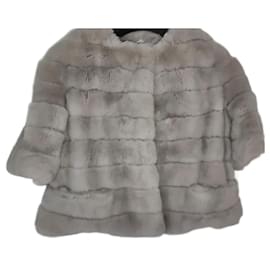 Milady Kurze Jacke aus Raccoon Fell beige