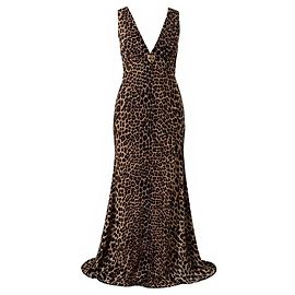 Vestido de noche Roberto Cavalli estampado de leopardo marrón