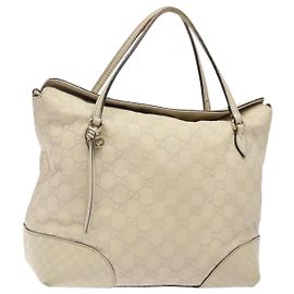 Borsa a mano in pelle GG Canvas Guccissima bianca oro 353120 Auth bs29328