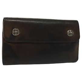 Lange Geldbörse aus Leder Wave Cross Ball Chrome Hearts grün Auth 136315