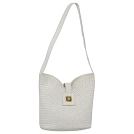 BALLY Gepolsterte Schultertasche aus Leder Weiß Gold Auth BA5391 - Bally