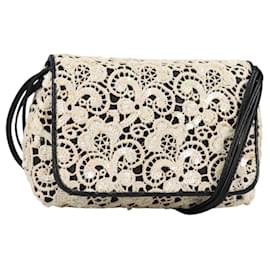 CHANEL Borsa a Spalla in Paillettes Pelle Bianca Oro CC Auth 140995