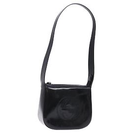 Bolso de Hombro GUCCI Cuero Patente Negro Plata 007 2046 0250 Auth ep10775