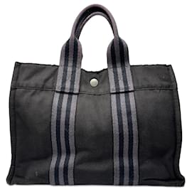 Borsa mini tote in tela vintage Hermès nera