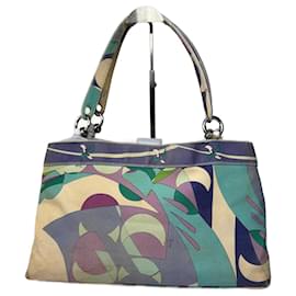 Borsa a mano astratta in tonalità blu vintage Emilio Pucci