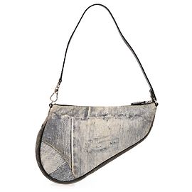 Pochette en denim imprimé mini bleu Dior