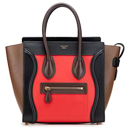 Borsa da viaggio Celine in pelle micro tricolore rossa - Céline