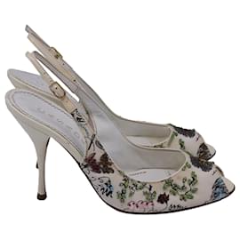 Casadei verziert Slingback-Peeptoe-Pumps aus mehrfarbigem Satin