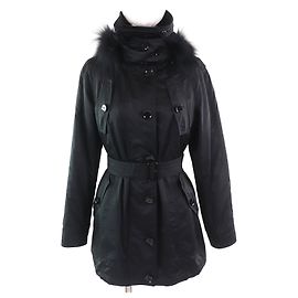 Abrigo acolchado con capucha de piel de Burberry London